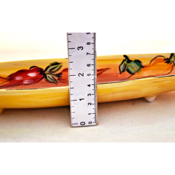 OLIVE/CONDIMENT/BREAD DISH-Tabletops Gallery-Long Narrow-Hand Painted/Crafted - Picture 11 of 11